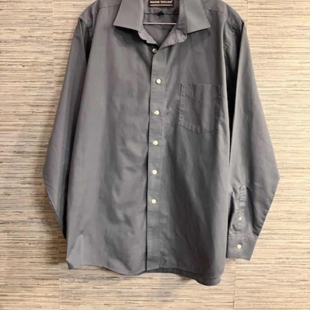 David Taylor - Men's Dress Shirt - Size 16  34/35 - Gray - Excellent Condition